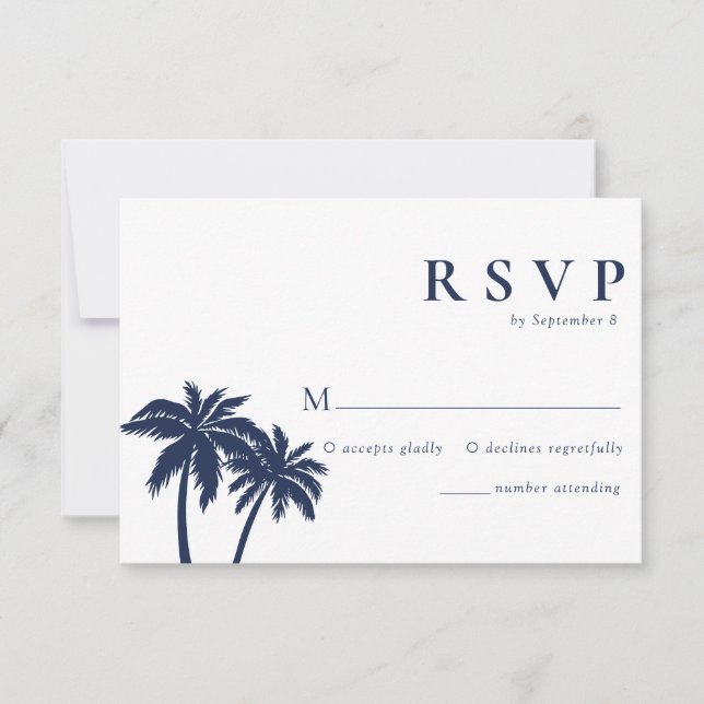 Tarjeta RSVP de Boda de la Marina de Playa Tropica (Anverso)