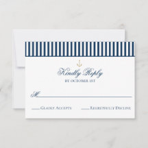 Tarjeta RSVP de boda de la marina náutica preferib