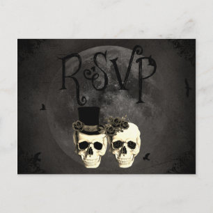 Tarjeta RSVP de Boda de la Novia y Groom Skull Wed
