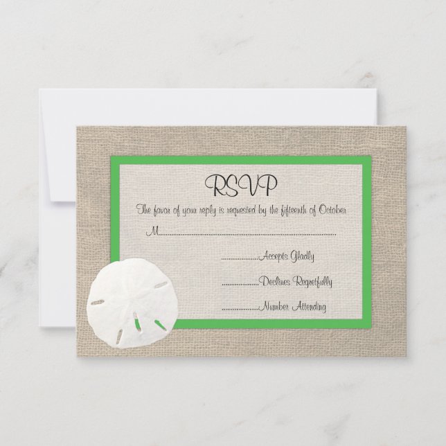 Tarjeta RSVP de boda de la playa de Sand Dollar -  (Anverso)