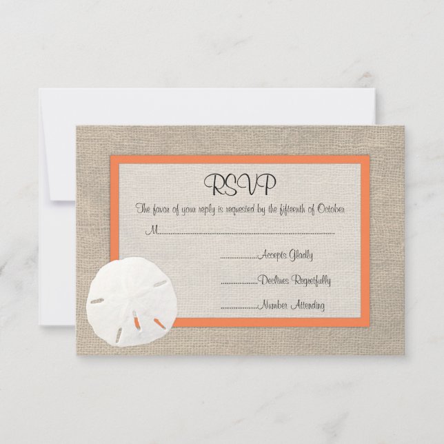 Tarjeta RSVP de boda de la playa de Sand Dollar -  (Anverso)