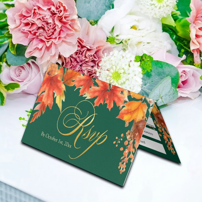 Tarjeta RSVP de Boda de las Letras de Oro Caer de  (Subido por el creador)