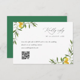 tarjeta RSVP de boda de limón acuarela verde