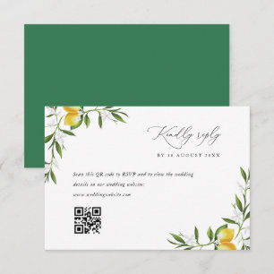 tarjeta RSVP de boda de limón acuarela verde