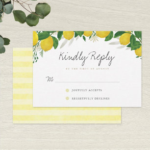 Tarjeta RSVP de Boda de Limón Fresca y Rústica