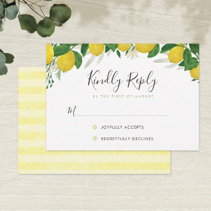 Tarjeta RSVP de Boda de Limón Fresca y Rústica