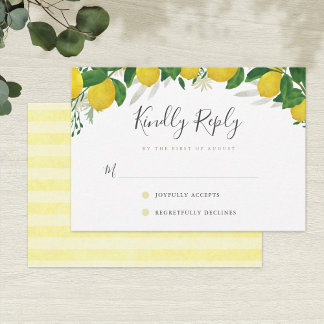 Tarjeta RSVP de Boda de Limón Fresca y Rústica