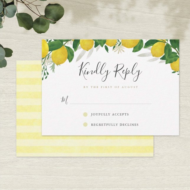 Tarjeta RSVP de Boda de Limón Fresca y Rústica (Subido por el creador)