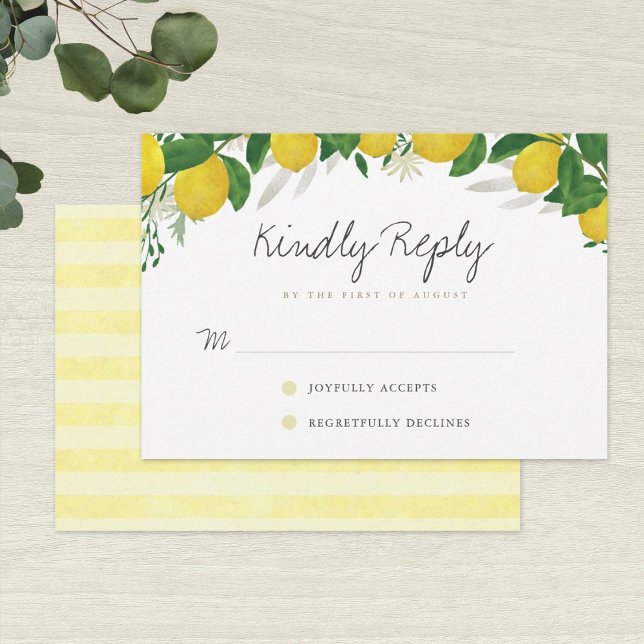 Tarjeta RSVP de Boda de Limón Fresca y Rústica (Subido por el creador)