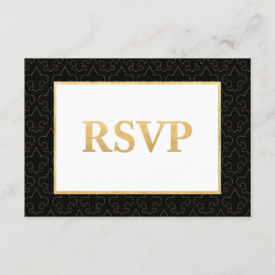 Tarjeta RSVP De Boda De Lis De Flor Negra Y Oro