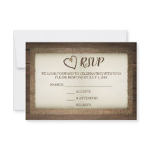 Tarjeta RSVP de Boda de Madera, Burlap y Twine Hea