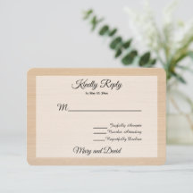Tarjeta RSVP de boda de madera de pino claro