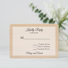 Tarjeta RSVP de boda de madera de pino claro
