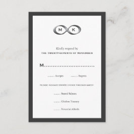 Tarjeta RSVP de Boda de Mano Infinity de Plata