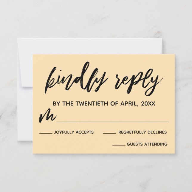 Tarjeta RSVP de Boda de Mano Pale Peach Casual (Anverso)