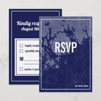 Tarjeta RSVP de Boda de Mapa de Vintage de Bar Har
