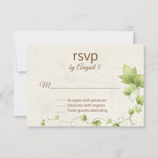 Tarjeta RSVP de boda de marfil inglesa (Anverso)