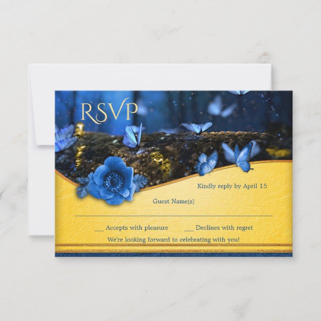 Tarjeta RSVP de Boda de Mariposa Nocturna Escándal (Anverso)