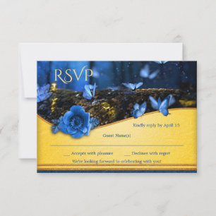 Tarjeta RSVP de Boda de Mariposa Nocturna Escándal