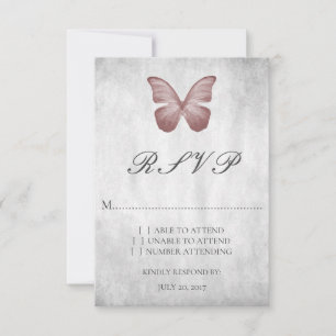 Tarjeta RSVP de boda de mariposa rosa