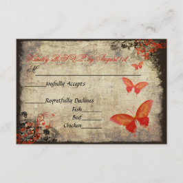 Tarjeta RSVP de Boda de Mariposa Vintage Roja