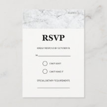 Tarjeta RSVP de boda de mármol moderno