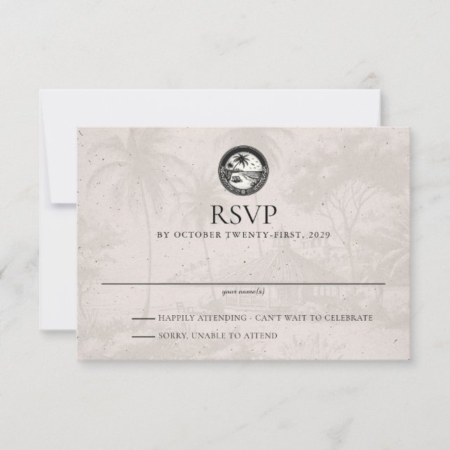 Tarjeta RSVP de boda de matrimonio de República Do (Anverso)