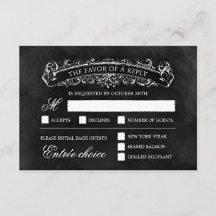 Tarjeta RSVP de boda de Moda rusa - Negro