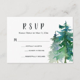 Tarjeta RSVP de boda de montaña con número de asis
