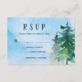 Tarjeta RSVP de boda de montaña con número de asis