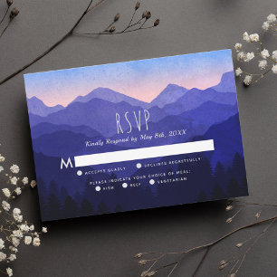 Tarjeta RSVP de Boda de Montañas Azules