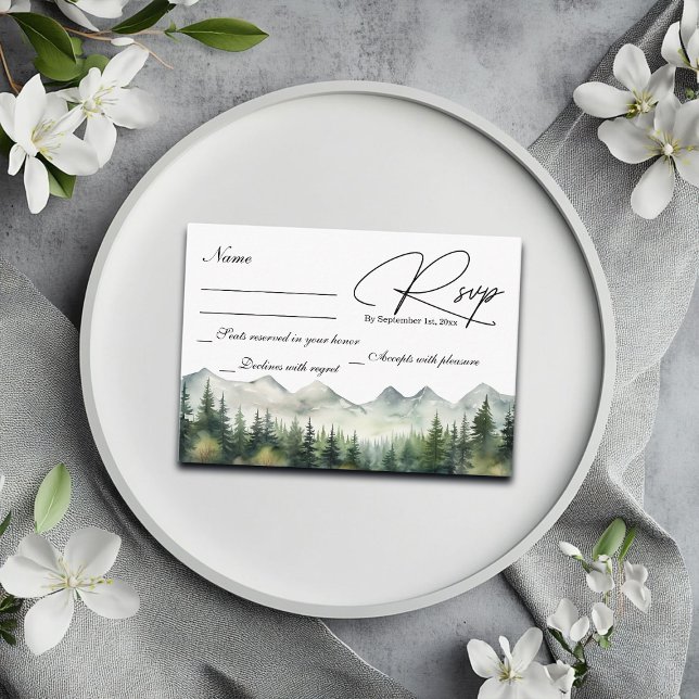 Tarjeta RSVP de Boda de Montañas y Pinos (Subido por el creador)