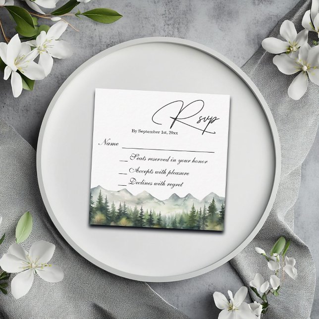 Tarjeta RSVP de Boda de Montañas y Pinos (Subido por el creador)