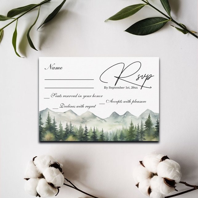 Tarjeta RSVP de Boda de Montañas y Pinos (Subido por el creador)