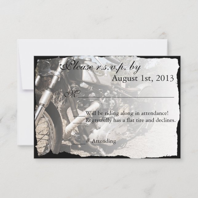 Tarjeta RSVP de Boda de Motociclismo de personaliz (Anverso)