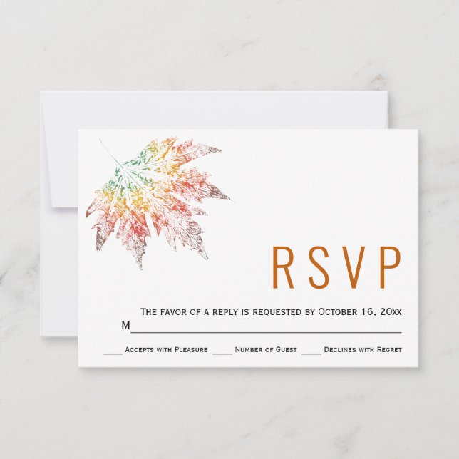 Tarjeta RSVP de boda de naranja de impresión de ho (Anverso)