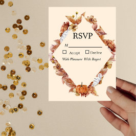 Tarjeta RSVP de Boda de Naranja de otoño moderno