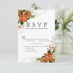 Tarjeta RSVP de Boda de Navidades de Oro de Citrus