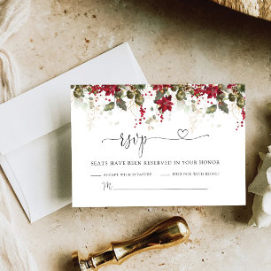 Tarjeta RSVP de Boda de navidades Red Poinsettia