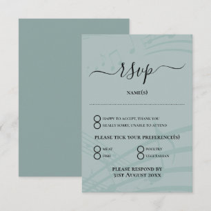 Tarjeta RSVP de Boda de notas de música de vidrio 