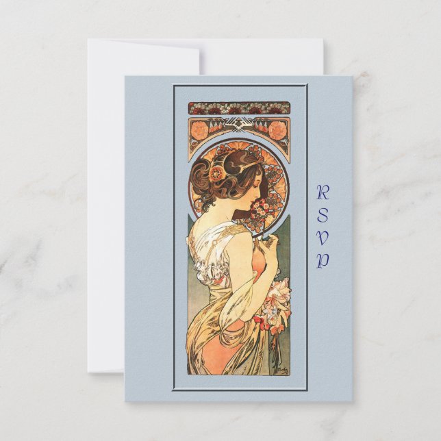 Tarjeta RSVP de boda de novia de estilo Art Nouvea (Anverso)