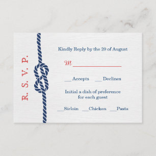Tarjeta RSVP de boda de nudo náutico