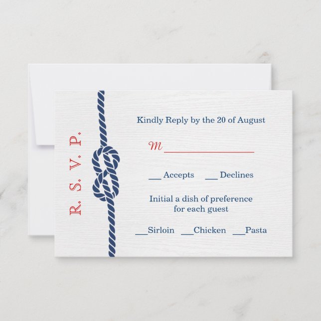 Tarjeta RSVP de boda de nudo náutico (Anverso)