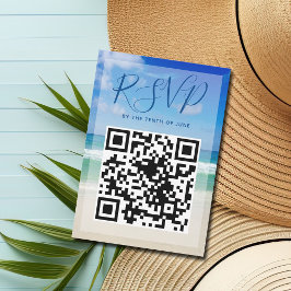 Tarjeta RSVP de Boda de Olas Oceánicas Foto QR Cod