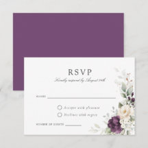Tarjeta RSVP de Boda de Oro Floral Purple Greenery