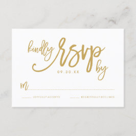 Tarjeta RSVP de Boda de Oro Leída con Mano de moda