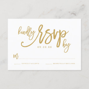 Tarjeta RSVP de Boda de Oro Leída con Mano de moda