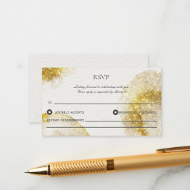 Tarjeta RSVP de Boda de Oro Purpurina de acuarela 