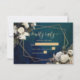 Tarjeta RSVP de Boda de Oro Romántico Floral