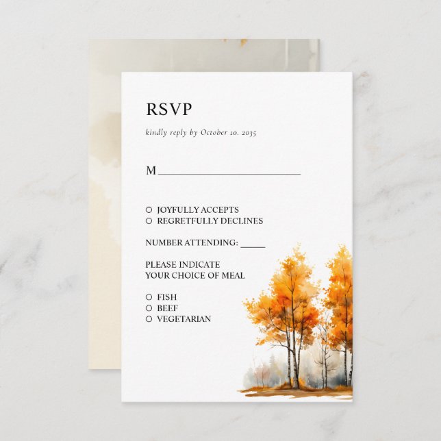 Tarjeta RSVP de boda de otoño (Anverso / Reverso)